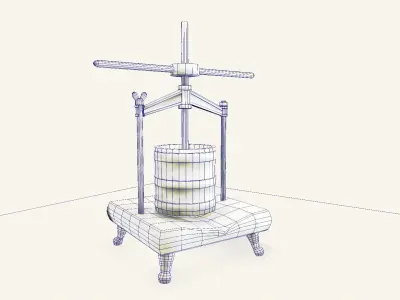Antique Wine Press Low-poly 3D model