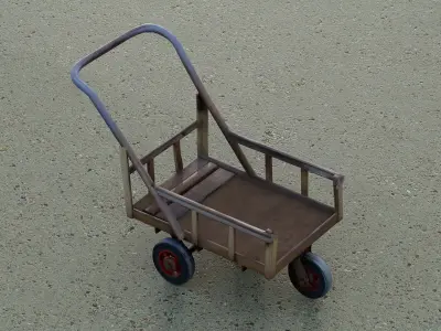 Retro handcart Low-poly 3D model