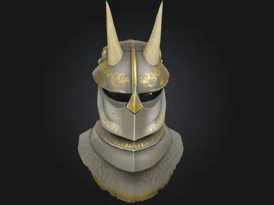 Mystic Warrior Helm  Arcane Power Meets Battle-Hardened Steel 3D model