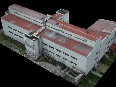 industrial facility factory buildings drone scan 3D model