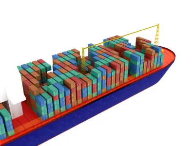 Container Ship Low-poly 3D model