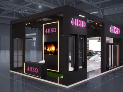 Exhibition Stand Stall 9X6 3 Side Open 3D model