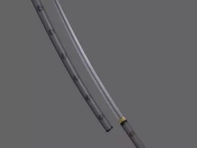 PBR Katana Japanese Sword Grey V3 Low-poly 3D model