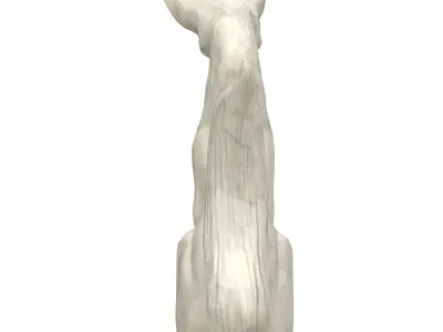 Fox marble statue Low-poly 3D model