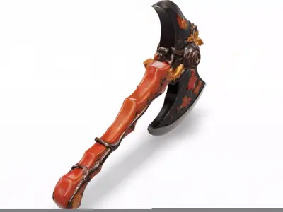 Orange Axe  Low-poly 3D model