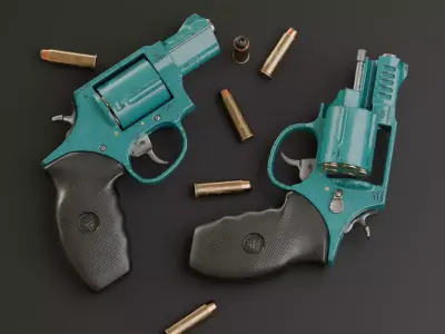 Low poly revolver Colt 45 3D model