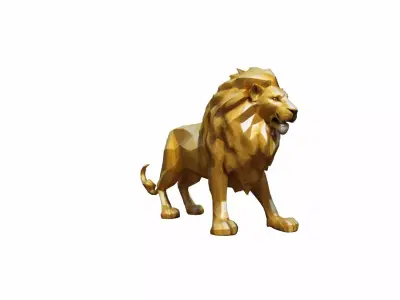 The Golden Lion Is A Majestic Symbol Of Power 3d Render 3D model purchase