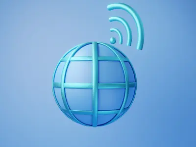3D Illustration of internet icon emitting signal 3D model