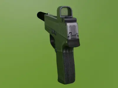 Silenced Pistol with Reflex Sight P365 Sig Sauer Low-poly 3D model