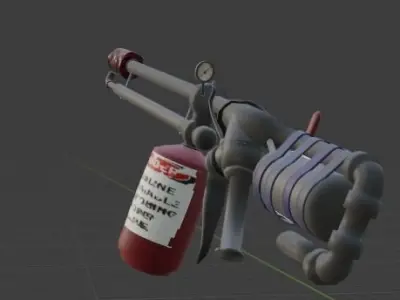 flamethrower fire extinguisher with note Free low-poly 3D model