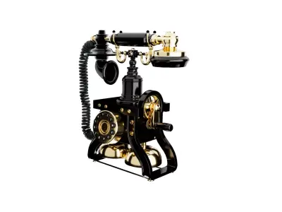 Vintage Luxury Telephone  Black and Gold Classic Desk Phone 3D model