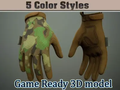 Tactical Combat Gloves 04 Low-poly 3D model
