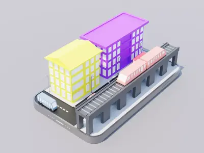 Mobile City 01 Low-poly 3D model