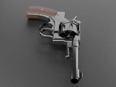 Revolver Nagan Low-poly 3D model