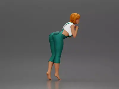 Woman in Overalls Playfully Posing with Curiosity 3D print model