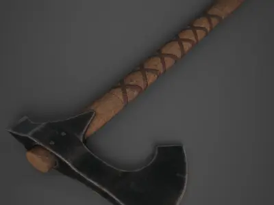 Medieval Axe Low-poly 3D model 13