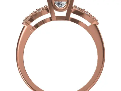 Antique Round Diamond Solitaire Vintage Ring 3D print model
