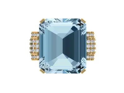 Emerald Art Deco Ring 3D print model 33
