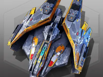 SciFi Fighter Low-poly 3D model