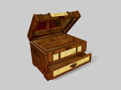 Vintage Jewelry Box Low-poly 3D model