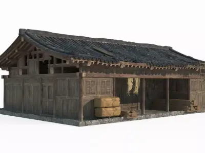 Asian ancient architecture tile shop 3D model