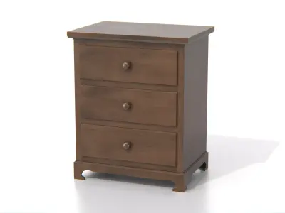 Vintage Wooden Nightstand Low-poly 3D model