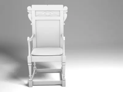 Antique Western Wooden Chair Low-poly 3D model