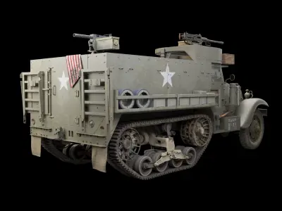 Realistic M3A1 Half-Track 3D HardSurface Model 3D model