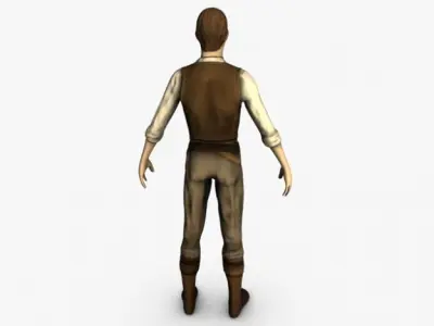 Low poly mercenary man in outfit 3D model