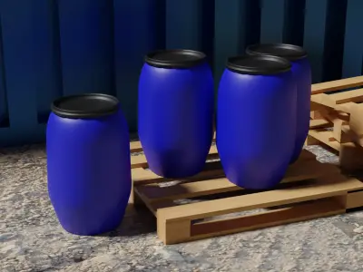 Blu Plastic Barrel Free low-poly 3D model