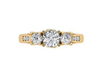3 Stone Art Deco Ring 3D print model get