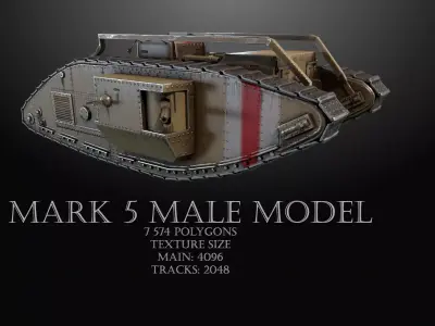 lowpoly mark 5 male model Low-poly 3D model