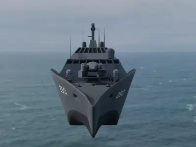 Stealth Warship  Patrol Boat  Military Vessel FBX OBJ BLEND Low-poly 3D model