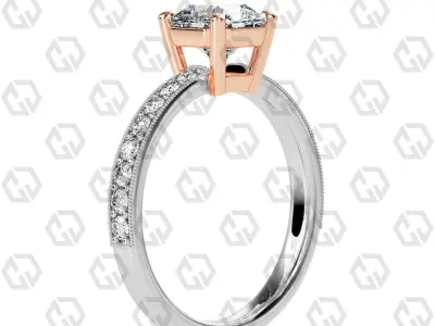 Ring 220 Radiant shape pave set ring with gems 3D print model