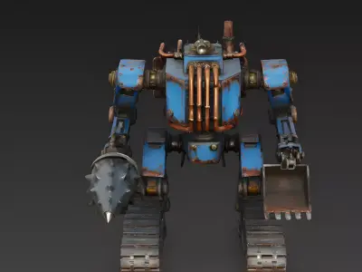 Deep Core Steampunk Mining Mech 3D Model Low-poly 3D model