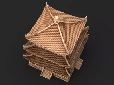 Eastern Pagoda High Detail 3D model