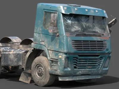 Abandoned Brandless Euro Truck Lowpoly Low-poly 3D model