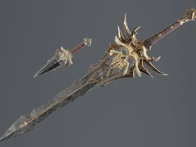 Ancient Sunray Defender Weapon Set Low-poly 3D model