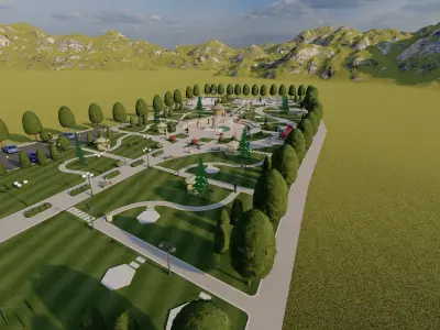 public park-Private Park Landscape 3D model 18