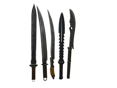 5 Low Poly Swords four Low-poly 3D model