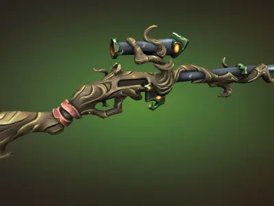 Wooden sniper rifle Low-poly 3D model