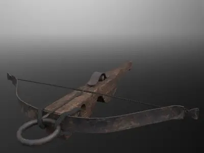 Lowpoly animated medieval crossbow with bolt game-ready Free low-poly 3D model