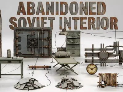 Abandoned Soviet Interior Low-poly 3D model