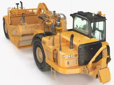 Cat 637k Scraper Dirt Rigged 3D model
