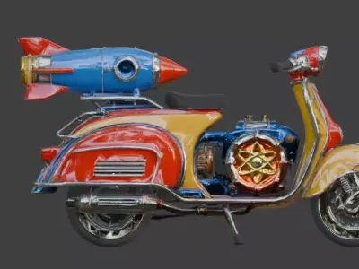 Classic Atompunk Jet Assisted Scooter 3D Model Low-poly 3D model