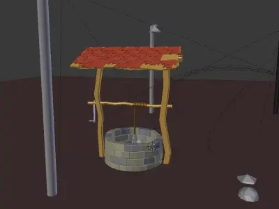  well with a wheelbarrow Low-poly 3D model
