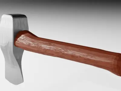 Axe with metal head and wooden handle Free low-poly 3D model