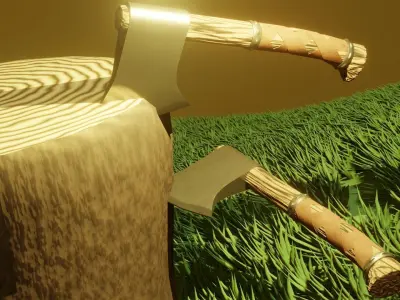 Simple Fantasy Hand Axe Low-poly 3D model