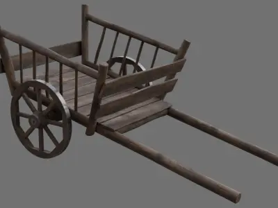 Wooden Cart 1A Low-poly 3D model