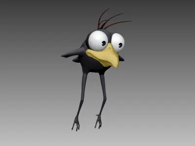 Cute  Hayao Miyazaki stylized crow bird 3D model